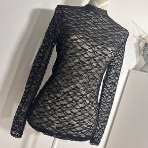Vintage black lace turtle neck
